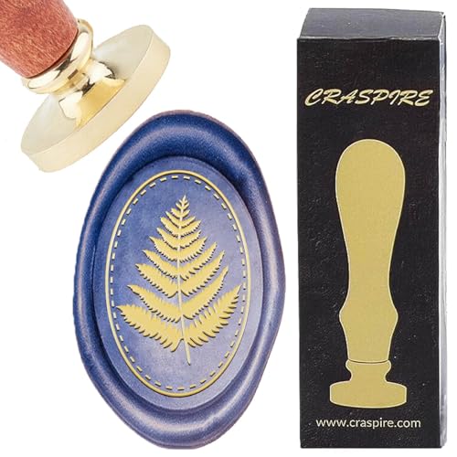 CRASPIRE Fern Wax Stamp Vintage Leaf Plant Sealing Wax Stamp Replacement Removable Brass Head with Wooden Handle for Christmas Day Party Envelopes Invitations Scrapbooking Packing Decoration