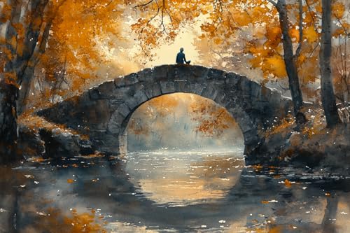 KY-lunk Pintura por números, momentos tranquilos bajo sombras de puente arqueado, manualidades para adultos, kits de pintura por números, regalo de decoración de habitación para festivales de