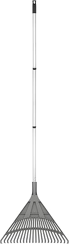 Superio Rastrillo para adultos con mango de aluminio de 3 partes, cabeza de plástico duradero para barrer hojas en el césped y ordenar el jardín, 61