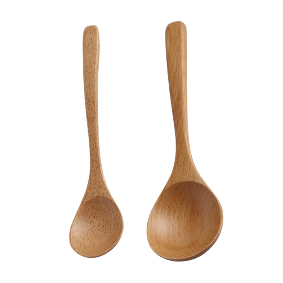 Zerodeko 2pcs Beechwood Long Handle Soup Spoons, Food-grade Wood Porridge and Rice Spoons for Home Kitchen Dining