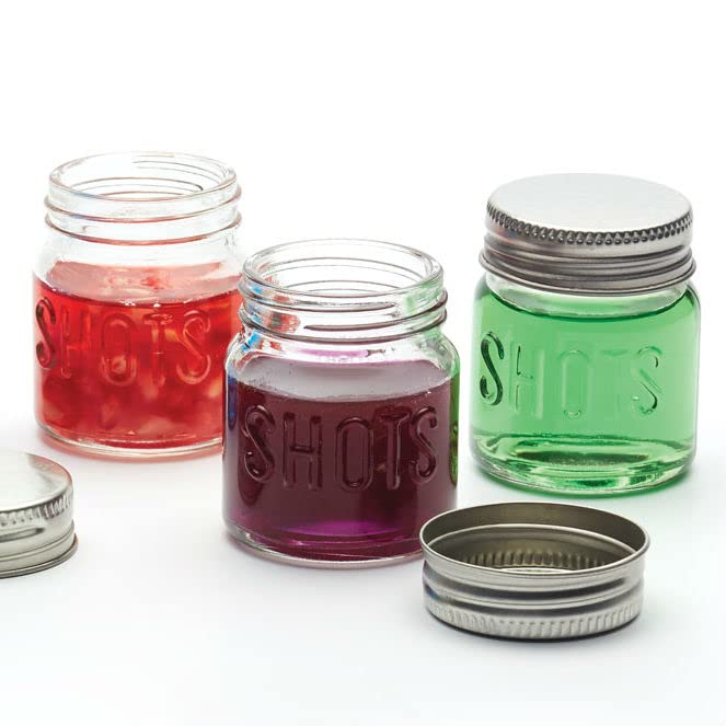 BarCraft Jar Shot Gläser mit Deckel, 6er Set, 60ml, Mini-Glasgefäße – Ansicht 4