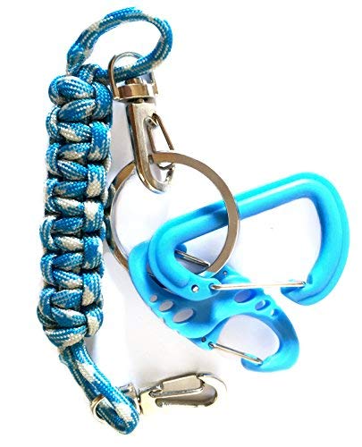Snap Hook & Clip Carabiner Set with Handmade Paracord Lanyard, Best Hiking gear for Handbag, Backpack, Belt, Key – Make perfect Hands-free Travel Carryon System with Multifunctional Travel Bag