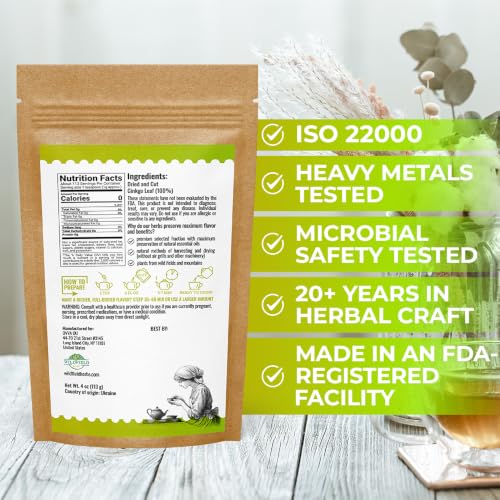 Image of 4 oz. Ginkgo Leaf Herbal Tea (Ginkgo Biloba) - 113g Loose Leaf Ginkgo Herb Te De Ginkgo