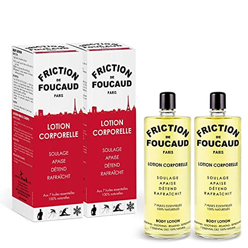 FOUCAUD Friction de Foucaud - LOT de 2 Flacons Verre 250Ml - Marque Française depuis 1946 - Concentré D'Huiles Essentielles - Tonus, Fraicheur & Bien-Être