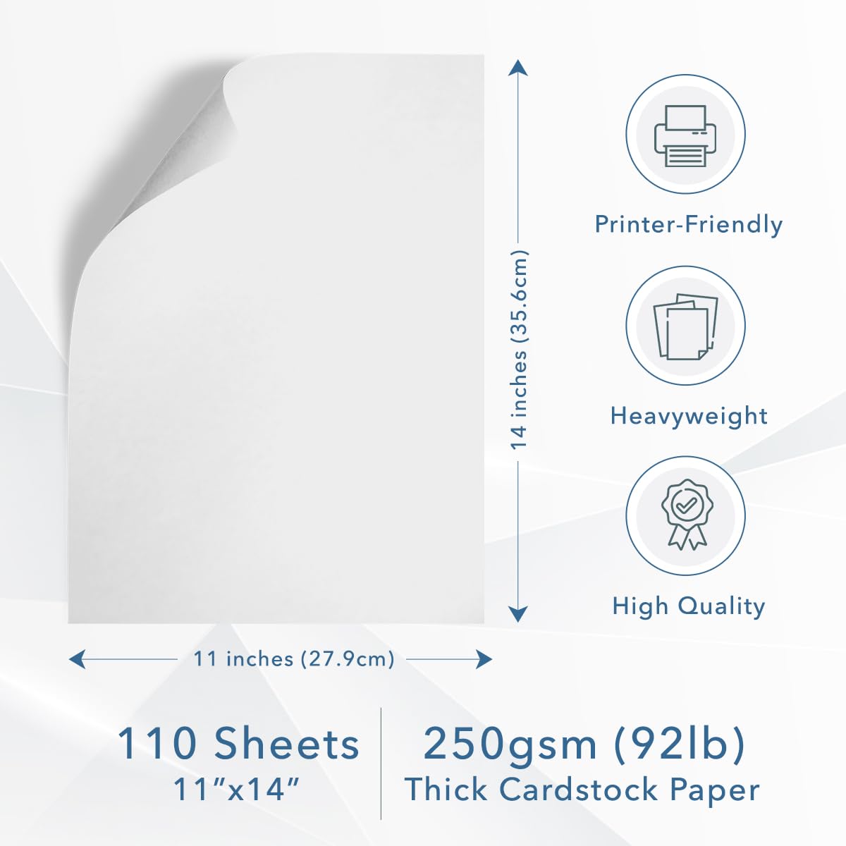 MOS Ledger - Papel de cartulina, 11 x 14 pulgadas, 250 g/m², 60 hojas, papel blanco pesado para menús, certificados y manualidades, acabado suave, apto para impresora