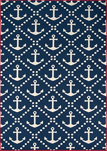 Navy Blue Anchor Area Rug