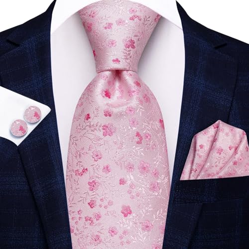 Image of Hi-Tie Men 63inches Tie Set Extra Long Necktie Paisley Tie Pocket Suqare Cufflinks Big and Tall Men Tie