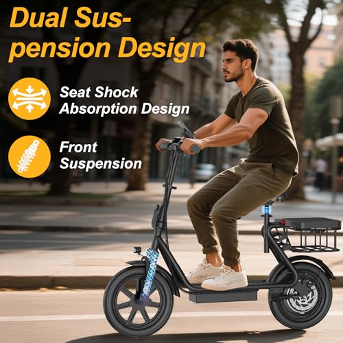 Image of Electric Scooter for Adults, Folding E Scooter with 250W-500W Motor 16-24 Mph Top Speed, Max 15-60Miles Long Range,6.5'' /8.5'' /10'' /14'' Solid Tires Commuting Scooters, Dual Brakes