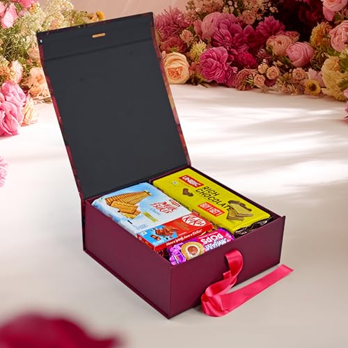 Image of RBS - Foldable Gift Box with Ribbon 26x26x10cm Gift Boxes for Packaging (1 Pack) Multi-Purpose Gift Boxes for Presents Reuse Gift Packing Box Decorative Hamper Box (M-Glossy Secret Garden)