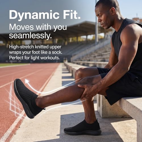 Image of TIOSEBON Men's Slip On Walking Shoes Arch Support Knit Mesh Lightweight Casual Comfortable Gym Workout Running Tennis Travel Standing Sneakers