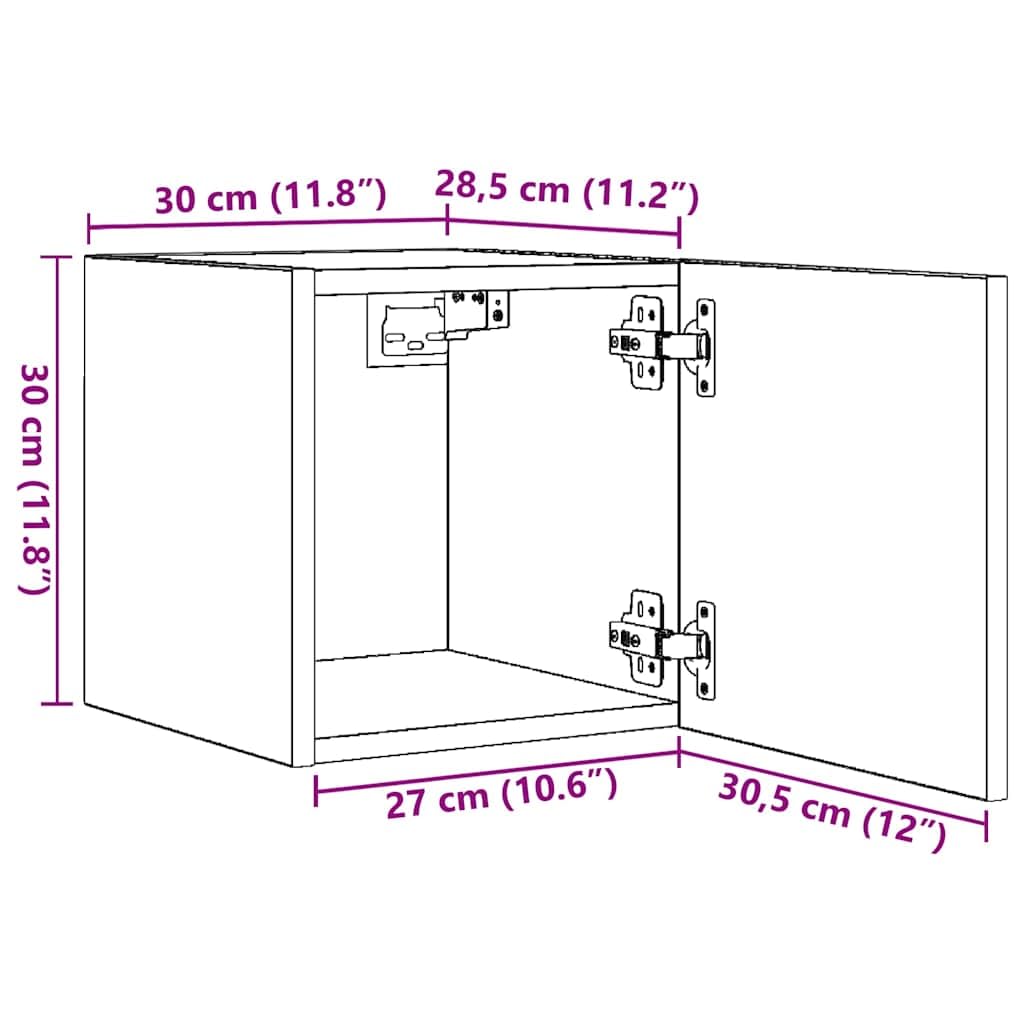 vidaXL 2X Muebles de Pared para TV Soporte Muebles Aparador Estante Salón Sala de Estar Decoración Entretenimiento Blanco 30,5x30x30 cm