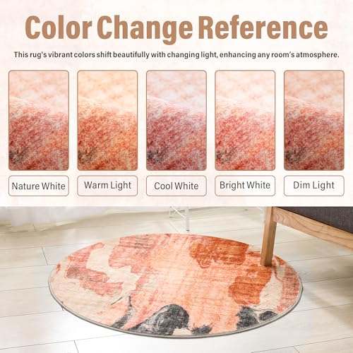 Image of Carvapet 4ft Washable Round Rug Modern Abstract Circle Rug