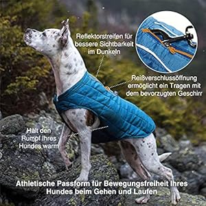 Kurgo loft dog jacket reversible dog coat wear with harness or sweater water resistant reflective winter coat for medium dogs ink blue m  urban country home decor