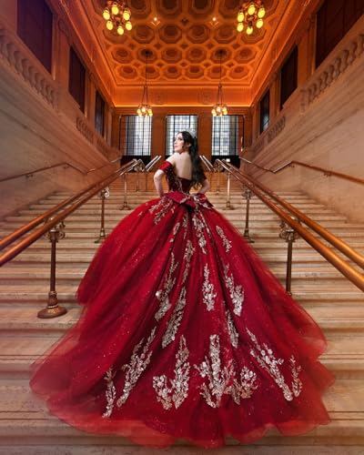 Silver Appliques Quinceanera Dresses Puffy Glitter Sweet 16 Dresses Gorgeous Beaded Ball Gown SE0333