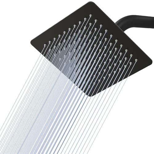 KINLIV 8 Inch Rain Shower Head Matte Black - All Metal Stainless Steel 304, Ultra Thin Design, Square Rainfall Showerheads Modern Bathroom - Full Body Coverage Bath Shower