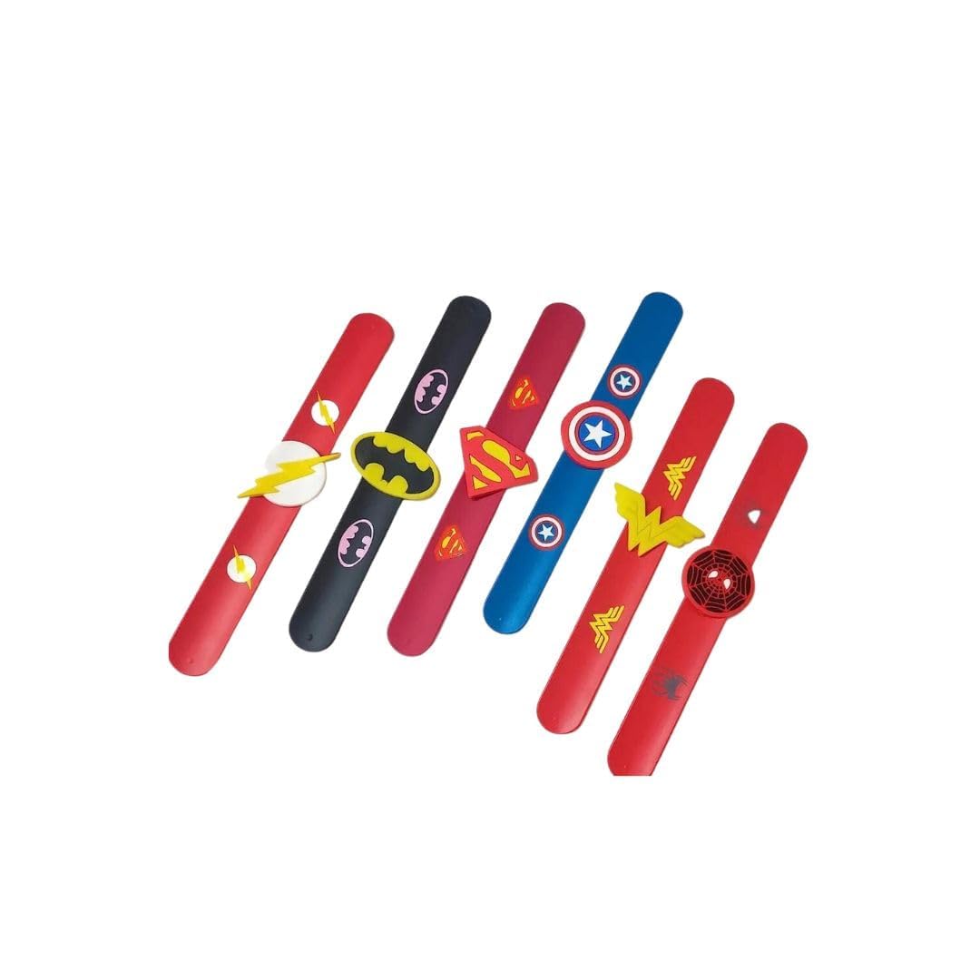 neuf martSuperhero Slap Band Combo For Kids Girls Boys Superhero Bracelets Wristband For Return Gift Rakhi (2Pcs)