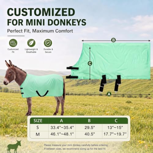 Image of Yeeyeplum Donkey Fly Sheet, UV Protection Mesh Fly Blanket,Mini
