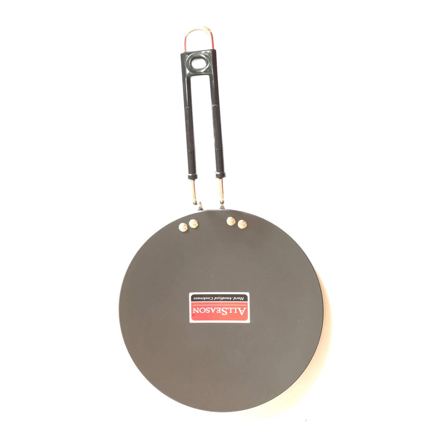 DBY Roti Pan Hard Anodised Concave Tawa With Steel Handle Aluminium Nonstick Chapati Tawa Roti Paratha Griddle Crepe Pan Indian Pancake Pan Skillet (4mm)