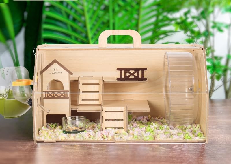 Amazon | RoBeKaU ハムスターケージ 木工品 丸太風 広い空間 透明感