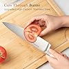 Knife Set,Astercook Kitchen Knife Set with Block 14-Piece Full Tang Stainless Steel Knives with Sharpener Dishwasher Safe and Anti-Slip Ergonomic Handle Elegant Cream White Utensils Set