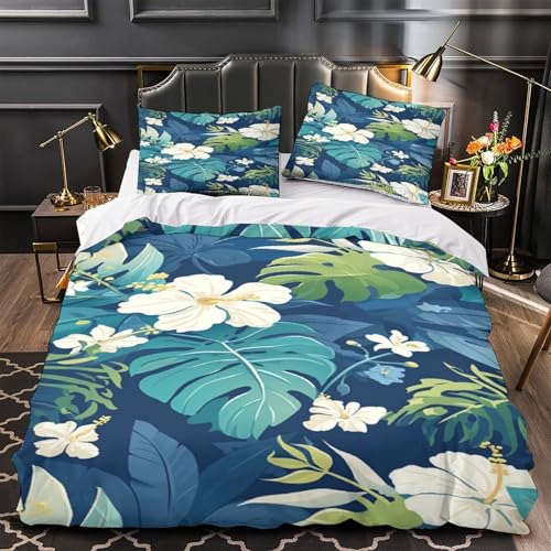 Housse de couette fleurs tropicales anti-plis et facile à repasser - 2