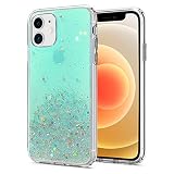 SLuB iPhone 12 mini ケース 5.4インチ【キラキラ星】アイフォン 12 mini カバー 防水 TPU 携帯電話 ケース あいふぉん 12 mini クリア スマホケース 完全保護 ソフトフレーム 携帯カバー ワイヤレス充電対応（ミントグリーン iPhone 12 mini）