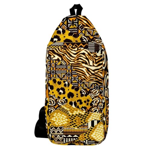 Sac à dos à bandoulière compact et léger avec motif africain coloré