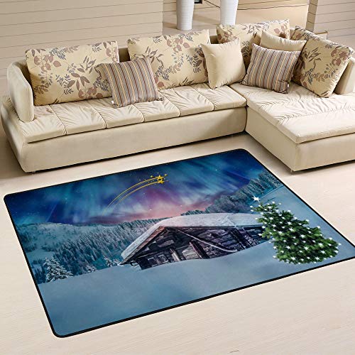 Tapis de Noël grand format doux et isolant en velours corail