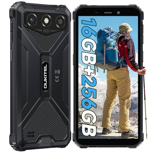 OUKITEL G3 Rugged Smartphone, 16GB+256GB/1TB Telefono Indistruttibile, 6300mAh Batteria, 6.0 Cellulare da Lavoro, 13MP+5MP Fotocamera, Android 14, 4G Dual SIM/IP68/IP69K/GPS/OTG/FACE ID/3.5mm Jack