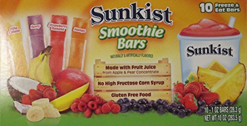 Sunkist Smoothie Bars Gluten Free Frozen Juice Smoothies 10 1 0oz Bars Food Beverages Tobacco Food Items Desserts Novelties Popsicles