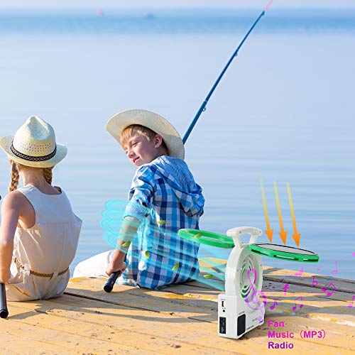 image for Hereta Multi-function Solar Fan, 4000MAH Electric Outdoor Camping Fan 