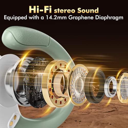 Image of HAOYUYAN Wireless Earbuds, Sports Bluetooth Headphones, 80Hrs Playtime Ear Buds with LED Power Display, Noise Canceling Headset, IPX7 Waterproof Earphones for Workout /Running（Light Green）