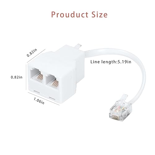 Miniatura 2 de Divisor de línea telefónicaDivisor de teléfonocon conectores RJ11 6P4CAdecuado para teléfonoMáquina de faxBlanco 3-Pack
