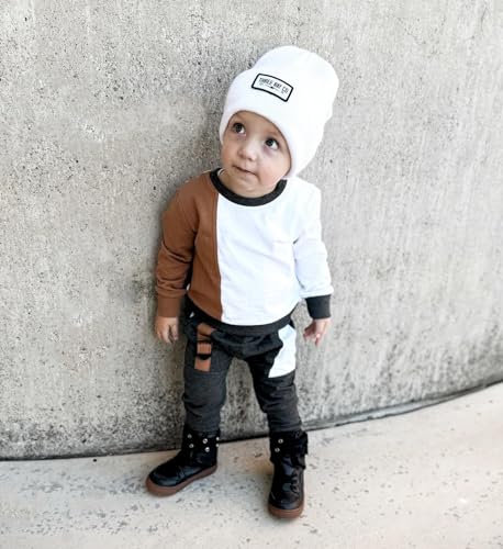 Toddler Infant Baby Boy Clothes Set Fall Winter Long Sleeve Sweatshirt Top with Elastic Pant Color Block Outfit2