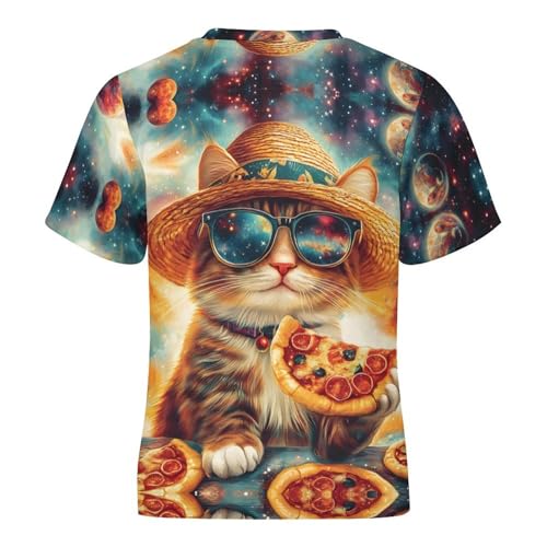 Boys Girls 3D Cat Graphic Printed T-Shirt Kids Summer Cool Galaxy Crewneck Short Sleeve Tees4