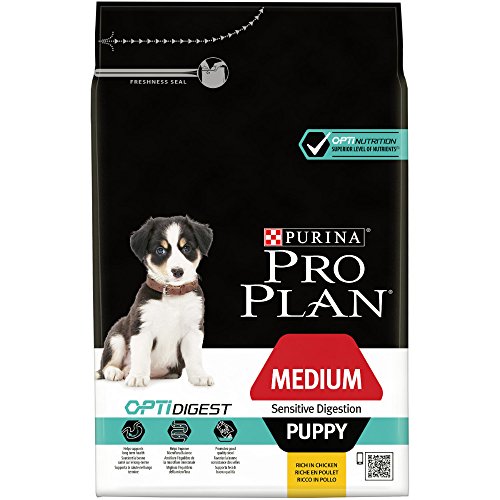 Pro Plan Dog Medium Puppy Hund, Sensitive Digestion Huhn und mit Reis, Trockenfutter, 1er Pack (1 x 3 kg) Beutel