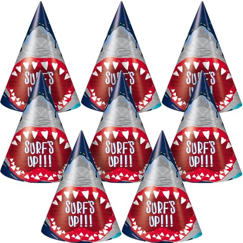 Unique Industries Shark Party Hats, 8ct