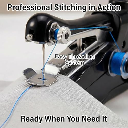 Image of Portable Handheld Sewing Machine for Adults - Mini Hand Held Sewing Stitching Machine for Beginners - Small Electric for Hemming Quick Fabric Home Travel Clothes Pants DIY Fabric Denim