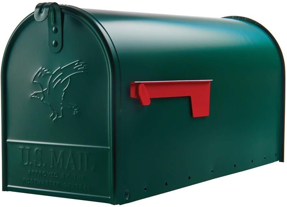 Outside Plexon Сurbside Horizontal Classic Letter Box Mailbox, Dark Green, 20-1/2''L x 6-7/8''H x 8-1/2''W, Made in USA.