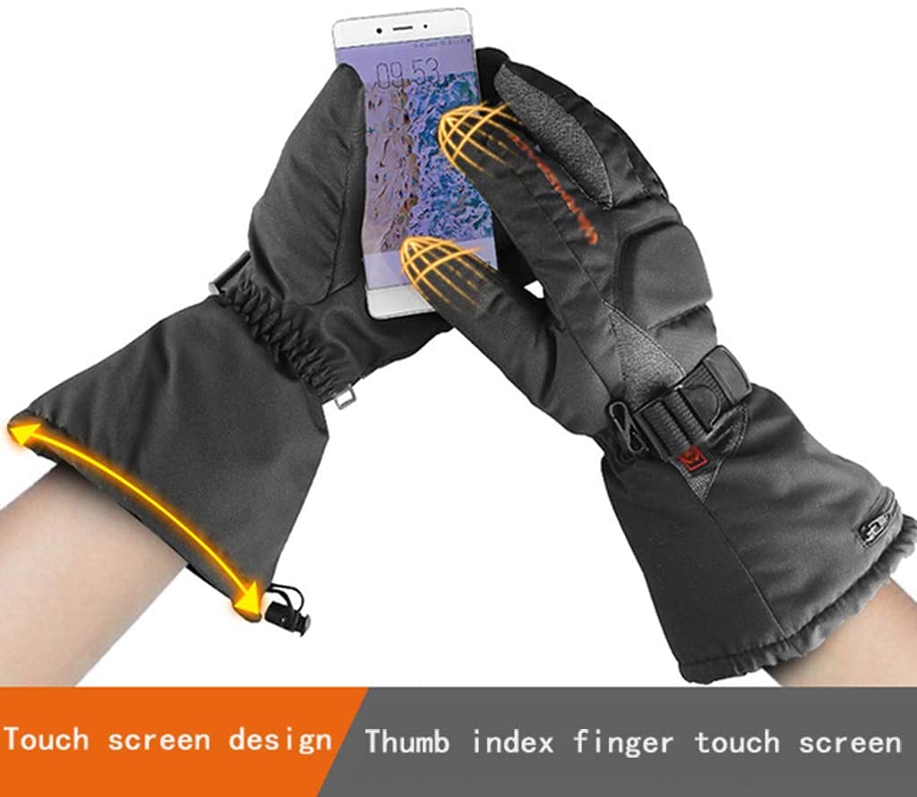 CHEWYNP Guantes térmicos Guantes térmicos 3 Archivos Temperatura Ajustable, Invierno Impermeable y Resistente al Viento Pantalla táctil Calefacción Guantes térmicos Guantes térmicos eléctr