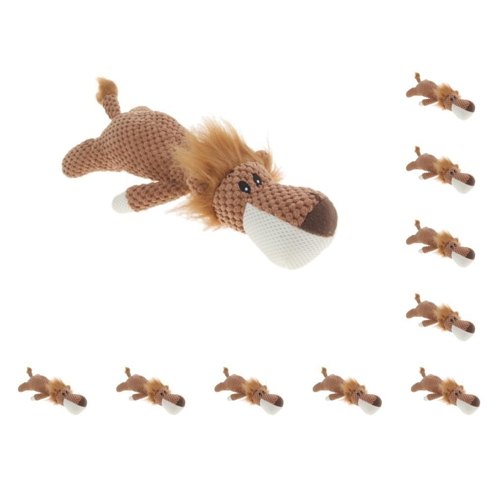 Lustiges Hundespielzeug für Welpen, Kauspielzeug mit Quietschelement, Plüsch, Löwe, 10 Stück