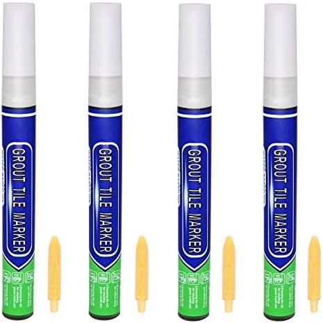 ForFine Grout Pen Tile Grout Renew Paint Pens with Replaceable Nib for Bathroom, Kitchen, Parlor, Bedroom, Shower, Balcony Wall and Floor (4PCS, White)