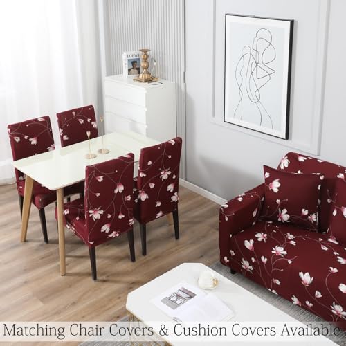 Image of HOKIPO 95% Polyester, 5% Spandex Stretchable Elastic Cover For Sofa 1 Seater (Ar-4093-D11, Red)