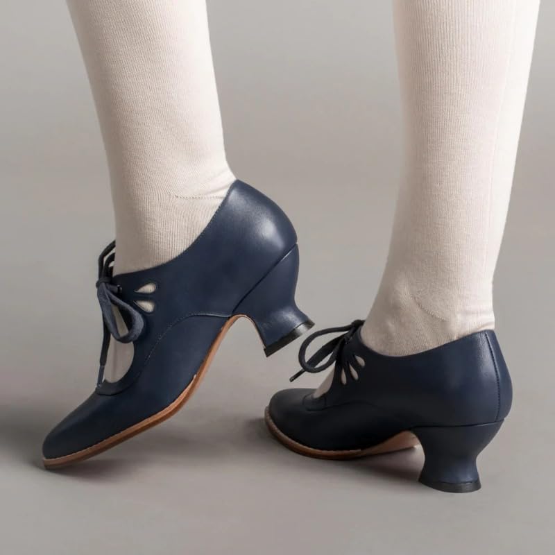 Damen Mary Jane Lace Up Geschlossene Runde Zehe Vintage Heels Gatsby 1950er Pumps 1920er Jahre Viktorianische Retro Schuhe Elegant Und Bequem Tanzschuhe