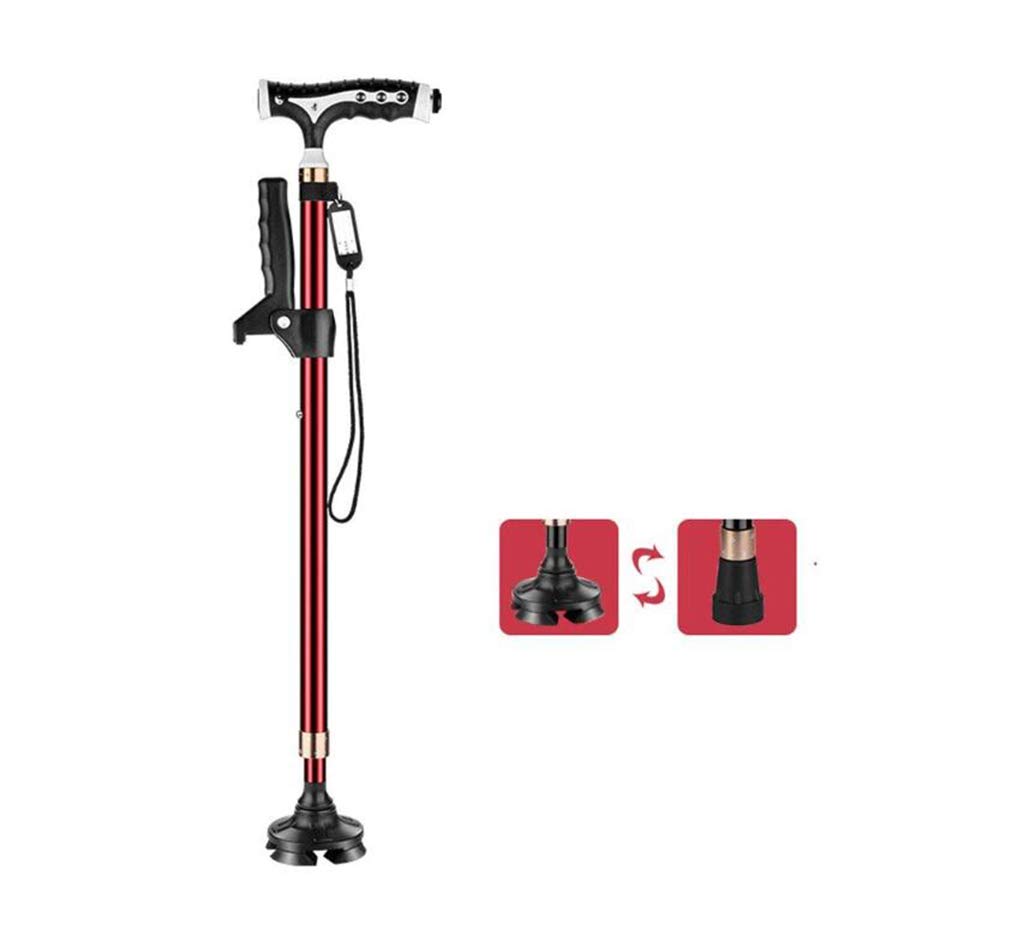 Wózek inwalidzki, kule, lekkie, stojące laski do chodzenia, światło LED, stabilna laska do chodzenia, wszechstronna, ręczna kula z magnetycznym uchwytem, kule medyczne, czerwona