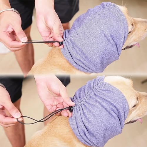 YHZNAGEM Hundehals und Ohrenwärmer für Hunde, Ohrenschutz Hund , Gehörschutz Hund, Hundestirnband für Angstlinderung , Gehörschutz-Ohrenschützer , Einstellbare Multifunktionale (Lila, S)
