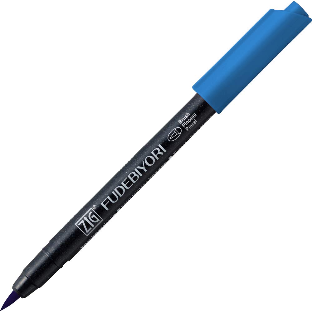 Zig FUDEBIYORI CALLIGRAPHY BRUSH PEN 034 DULL BLUE PACK OF 4