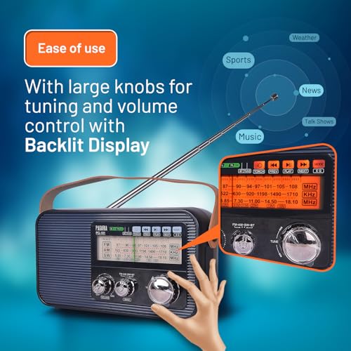 Image of PAGARIA 3 Band FM /AM /SW DSP Portable Radio with 5 Watts, Torch, Bluetooth, USB /TF, Earphone, Aux, Model: PG-181