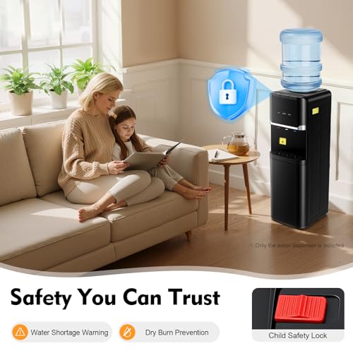 Image of Top Loading Water Cooler Dispenser for Holds 5 Gallon Jug,3 Temperature Settings,Hot & Cold Standing Water Dispenser with Multiple Safety Features,Water Cooler for Home,Office,Apartment
