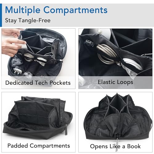 Image of OBLIQUE Siri Tech Pouch Accessories Organizer | Water Resistant Tech Organizer Bag for SD Cards, Hard Drives, Earphones, & Adapters | Premium Faux Leather, Comfortable Hand Carry Strap, Unisex